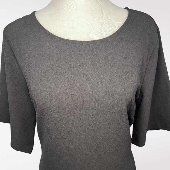 Chelsea28 Black Belted Midi Dress Short Sleeve Size Medium - Picture 2 of 9
